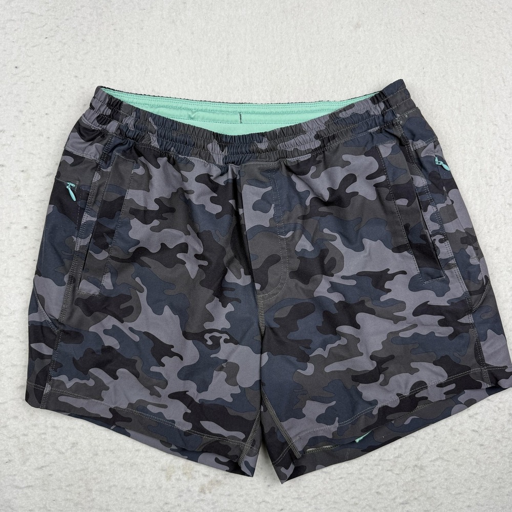 Birddogs Shorts Mens Medium Gray Camo Lined Athletic 6 Inseam Zip Pockets Gym